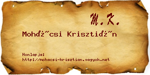Mohácsi Krisztián névjegykártya